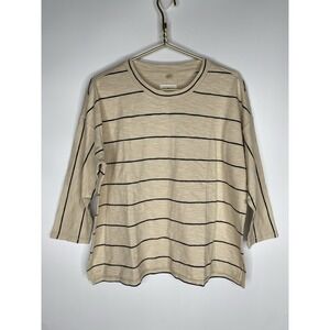 Lou&Grey Barley Beige Women's Long Sleeve Stripe Blue  XXS New Oversized